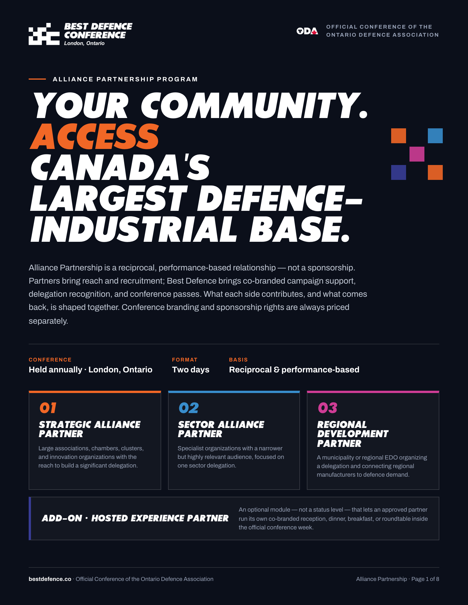 Cover of the Best Defence Alliance Partnership brochure